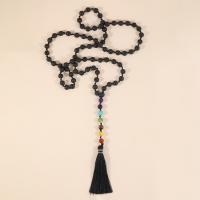 Fashion Fringe Necklace, Lava, with Knot Cord & Gemstone, Tassel, vintage & fashion jewelry & Unisex, mixed colors, 8mm,80mm Approx 92 cm 