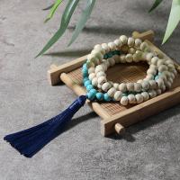 Fashion Fringe Necklace, Wood, with Knot Cord & Natural Turquoise, Tassel, vintage & fashion jewelry & Unisex, mixed colors, 8mm,80mm Approx 86 cm 