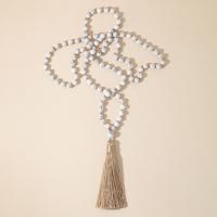 Fashion Fringe Necklace, Magnesite, with Knot Cord, Tassel, vintage & fashion jewelry & Unisex, white, 6mm,85mm Approx 86 cm 