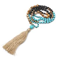 Fashion Fringe Necklace, Gemstone, with Knot Cord, Tassel, vintage & fashion jewelry & Unisex, mixed colors, 6mm,8mm,80mm Approx 40 cm 