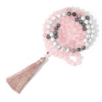 Fashion Fringe Necklace, Rose Quartz, with Knot Cord & Howlite & Gemstone & Hematite, Tassel, vintage & fashion jewelry & Unisex, mixed colors, 8mm,85mm Approx 108 cm 