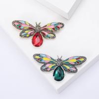 Crystal Brooch, Zinc Alloy, with Crystal, Butterfly, plated, fashion jewelry & for woman & enamel & with rhinestone 