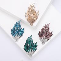 Crystal Brooch, Zinc Alloy, with Crystal, Leaf, plated, fashion jewelry & for woman & with rhinestone 