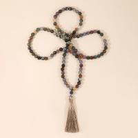 Fashion Fringe Necklace, Indian Agate, with Knot Cord, Tassel, vintage & fashion jewelry & Unisex, mixed colors, 8mm,80mm Approx 90 cm 