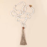Fashion Fringe Necklace, Howlite, with Knot Cord & Zinc Alloy, Tassel, gold color plated, vintage & fashion jewelry & Unisex, white, 6mm,80mm, Approx 