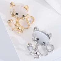 Cats Eye Brooch, Zinc Alloy, with Cats Eye, plated, fashion jewelry & Unisex & with rhinestone [