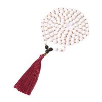 Fashion Fringe Necklace, White Porcelain, with Knot Cord & Black Agate & Zinc Alloy, Tassel, gold color plated, vintage & fashion jewelry & Unisex, mixed colors, 6mm, Approx 