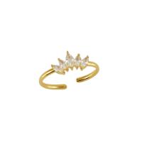 Cubic Zirconia anillo de dedo de acero inoxidable, acero inoxidable 304, 18K chapado en oro, Joyería & micro arcilla de zirconia cúbica & para mujer, dorado, Vendido por UD[