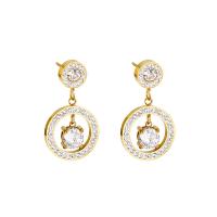 Stainless Steel Drop Earring, 304 Stainless Steel, with Moissanite, fashion jewelry & for woman, golden 