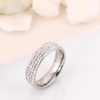 Rhinestone Stainless Steel Finger Ring, 304 Stainless Steel, Donut, Galvanic plating, fashion jewelry & Unisex & with rhinestone Inner mm 