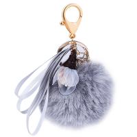 Zinc Alloy Key Chain Jewelry, Plush, with Cloth & Zinc Alloy, gold color plated, cute & for woman 19cm 