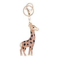 Rhinestone Zinc Alloy Key Chain, Giraffe, plated, for woman & with rhinestone 