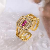 Cubic Zirconia Micro Pave Brass Finger Ring, plated, Adjustable & fashion jewelry & micro pave cubic zirconia inner ~21mm [
