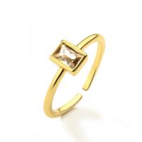 Circón cúbico anillo de dedo de latón, metal, chapado en oro real, micro arcilla de zirconia cúbica & para mujer, más colores para la opción, Vendido por UD