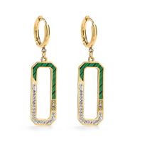 Titanium Steel Earrings, plated, micro pave cubic zirconia & for woman & enamel 