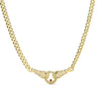Cubic Zircon Micro Pave Brass Necklace, with 5CM extender chain, Leopard, real gold plated, micro pave cubic zirconia & for woman, gold Approx 45 cm [
