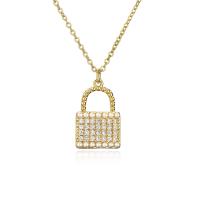 Cubic Zircon Micro Pave Brass Necklace, with 5CM extender chain, real gold plated & micro pave cubic zirconia & for woman, golden Approx 45 cm [
