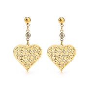 Titanium Steel Earrings, Heart, plated, micro pave cubic zirconia & for woman 