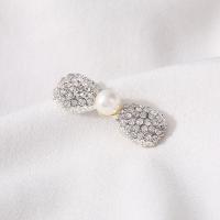 Hair Barrette Finding, Zinc Alloy, with Plastic Pearl, fashion jewelry & micro pave cubic zirconia [
