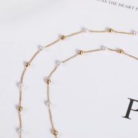 Brass Beading Chains, with Plastic Pearl, fashion jewelry & DIY, 4mm [
