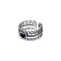 Стерлингового серебра кольцо, Серебро 925 пробы, Сердце, Женский & Эпоксидная стикер & отверстие, серебряный, размер:5-8, продается PC