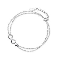 Sterling Silver Bracelets, 925 Sterling Silver, with 1.26inch extender chain, Infinity, Double Layer & Korean style & for woman, silver color Approx 6.7 Inch 