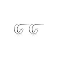 Sterling Silver Stud Earring, 925 Sterling Silver, Letter C, plated, Korean style & for woman & hollow 