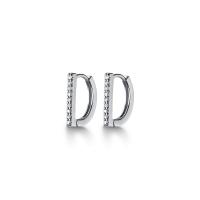Sterling Silver Drop Earring, 925 Sterling Silver, Letter D, plated, Korean style & for woman & with rhinestone & hollow 