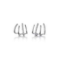 Sterling Silver Stud Earring, 925 Sterling Silver, Claw, plated, Korean style & for woman & with rhinestone 
