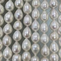 Perle de culture d'eau douce forme goutte, perle d'eau douce cultivée, larme, DIY, blanc, 8-9mm Environ 37 cm, Vendu par brin