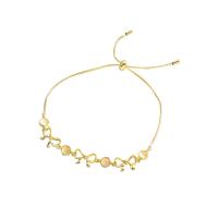 Cubic Zirconia Brass Bracelets, with Cats Eye, real gold plated, fashion jewelry & for woman, golden .2 cm 