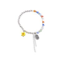 Acrylique Bracelets en Alliage de zinc , avec Acrylique, Plaqué de platine, bijoux de mode & pour femme, multicolore, 37mm Environ 17-20 cm, Vendu par brin
