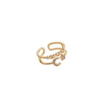 Палец кольцо-латунь, цинковый сплав, с Латунь, плакированный настоящим золотом, ювелирные изделия моды & Женский, Золотой, 17mm, продается PC