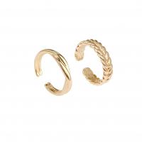 Палец кольцо-латунь, Латунь, плакированный настоящим золотом, 2 шт. & ювелирные изделия моды & Женский, Золотой, 17mm, продается указан