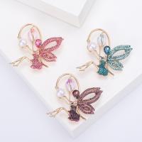 Rhinestone Zinc Alloy Brooch, with Plastic Pearl, Spirit, gold color plated, fashion jewelry & for woman & enamel & with rhinestone [