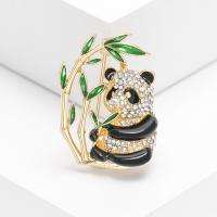 Broche émail, alliage de zinc, panda, Placage de couleur d'or, bijoux de mode & pour femme & avec strass, couleurs mélangées Vendu par PC