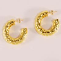 Titanium Steel Earrings, Vacuum Ion Plating, fashion jewelry & for woman, golden, nickel, lead & cadmium free, 32.5mm 