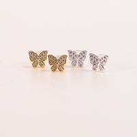 Titanium Steel Earrings, Butterfly, Vacuum Ion Plating, fashion jewelry & for woman & with rhinestone nickel, lead & cadmium free 