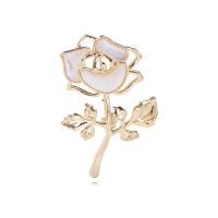 Broche de coquille, laiton, avec coquille, fleur, Placage de couleur d'or, bijoux de mode & pour femme, blanc Vendu par PC