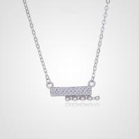 Zircon cubique Micro Pave collier en argent sterling, Argent sterling 925, avec perle de plastique, avec 1.97inch chaînes de rallonge, Placage, bijoux de mode & pavé de micro zircon & pour femme, plus de couleurs à choisir Environ 15.74 pouce, Vendu par PC[