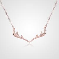 Sterling Silver Jewelry Necklace, 925 Sterling Silver, with 1.97inch extender chain, Antlers, plated, fashion jewelry & for woman Approx 15.74 Inch 
