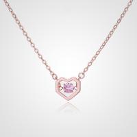 Cubic Zircon Micro Pave Sterling Silver Necklace, 925 Sterling Silver, with 1.57inch extender chain, Heart, rose gold color plated, fashion jewelry & micro pave cubic zirconia & for woman Approx 15.74 Inch 