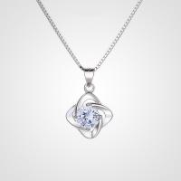 Cubic Zircon Micro Pave Sterling Silver Necklace, 925 Sterling Silver, DIY & micro pave cubic zirconia, 12mm 