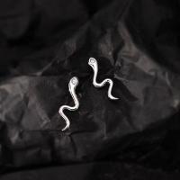 Sterling Silver Stud Earring, 925 Sterling Silver, Snake, fashion jewelry & for woman, 12mm 