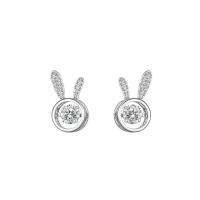Cubic Zirconia Micro Pave Sterling Silver Earring, 925 Sterling Silver, Rabbit, fashion jewelry & micro pave cubic zirconia & for woman 