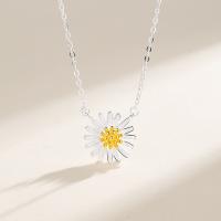 Sterling Silver Jewelry Necklace, 925 Sterling Silver, with 1.97inch extender chain, Daisy, fashion jewelry & for woman Approx 15.74 Inch 