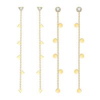 Stainless Steel Drop Earring, 304 Stainless Steel, Vacuum Ion Plating & micro pave cubic zirconia & for woman, golden 