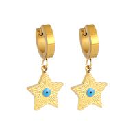 Evil Eye Earrings, Titanium Steel, Star, 18K gold plated, fashion jewelry & for woman, golden 