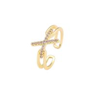 Латунное кольцо с стразами, Латунь, ювелирные изделия моды & Женский & со стразами, Золотой, продается PC