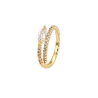 Rhinestone Brass Finger Ring, fashion jewelry & for woman & with rhinestone, golden 